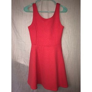 Divided Coral Skater Dress